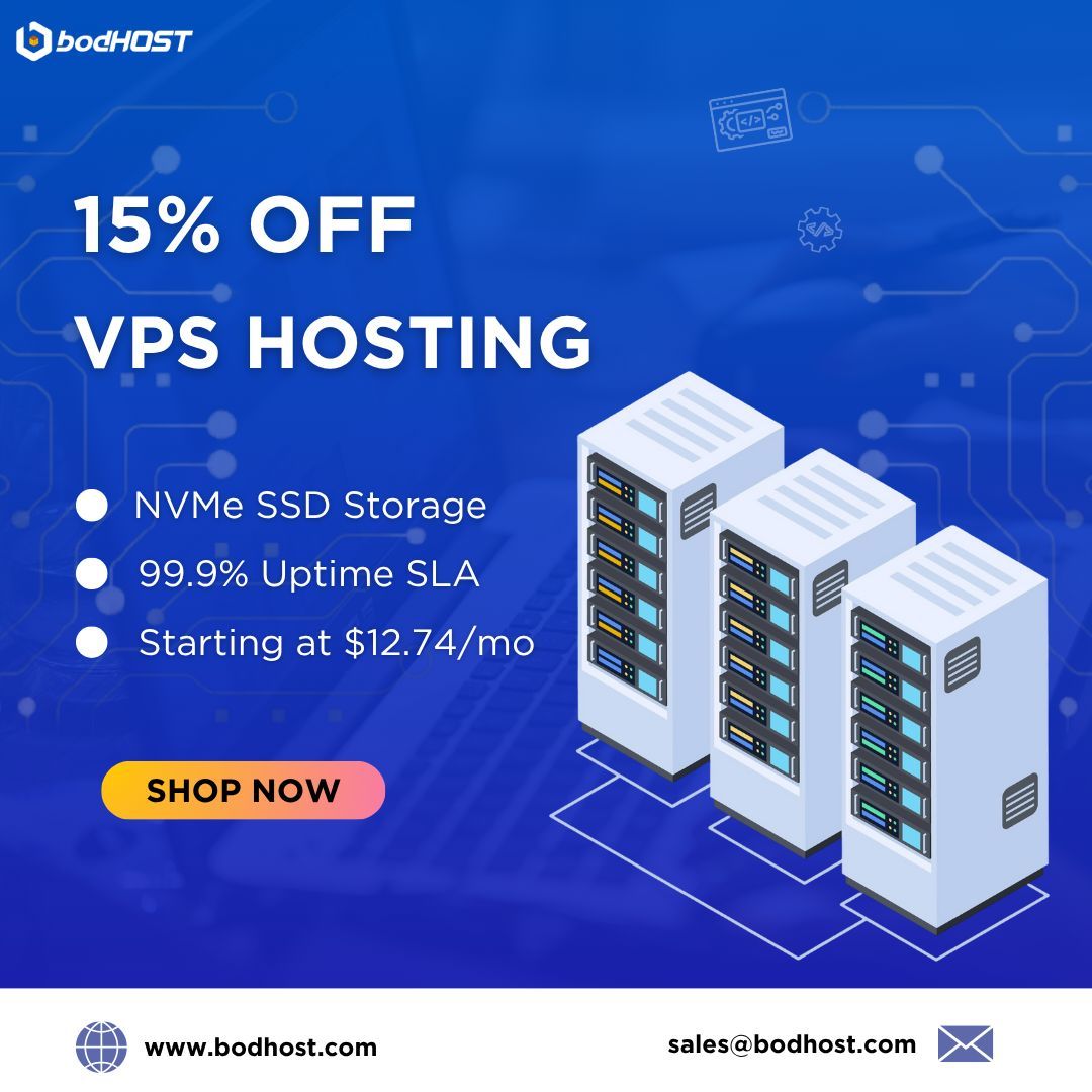 bodHOST's tweet image. Boost your website’s speed and reliability with bodHOST VPS Hosting now 15% OFF! Benefit from NVMe SSDs, dedicated CPU &amp;amp; RAM, and 24/7 managed support. 

Buy Now: bit.ly/3V6Ljgp

#bodHOST #VPSHosting #NVMeSSD #WebHostingDeals #ManagedHosting #SSDHosting