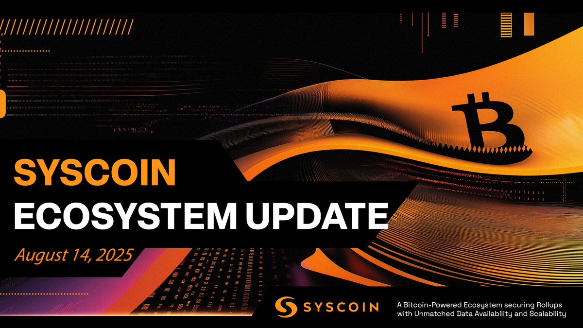 syscoin's tweet photo. 🚨 The Latest Syscoin Ecosystem Update 2025.08.14 is LIVE!

🔗 https://t.co/fkLagGj0R0

Highlights include:
🛠️ Developments Across the $SYS Ecosystem
🧪 zkSYS Nears Public Testnet
👛  Pali Wallet V4 Enters Testing
🏛️ May–July Governance Report https://t.co/xdvIndpUBO