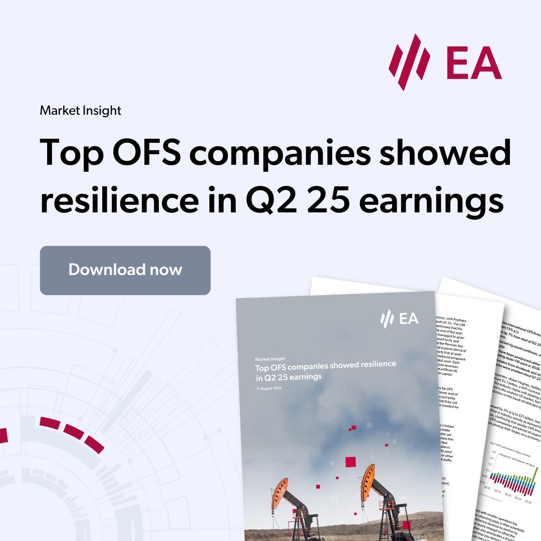 Earnings for the big three OFS companies, Baker Hughes, Halliburton and SLB, rebounded in Q2 25 to hit a combined $2.1 billion, a 40% increase over a torrid Q1 25. 

Download the full insight here – ow.ly/vbM750WFZ4Q

Released earlier this week, for Energy Aspects