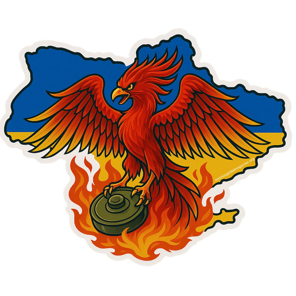 Invictus_GR's tweet photo. 🔥 New Sticker Drop! 🔥

The Ukraine Phoenix has landed—rising from the flames, crushing a landmine, and standing for hope, courage, and recovery.

Every sticker you buy fuels Invictus Global Response humanitarian operations in Ukraine—clearing deadly mines, saving lives, and rebuilding communities.

🎯 Weatherproof. Bold. 3"x2.44" of pure purpose.
💛 All profits go directly to the mission.
🛒 Grab yours now and carry the mission with you: https://t.co/L0aL9STWKo