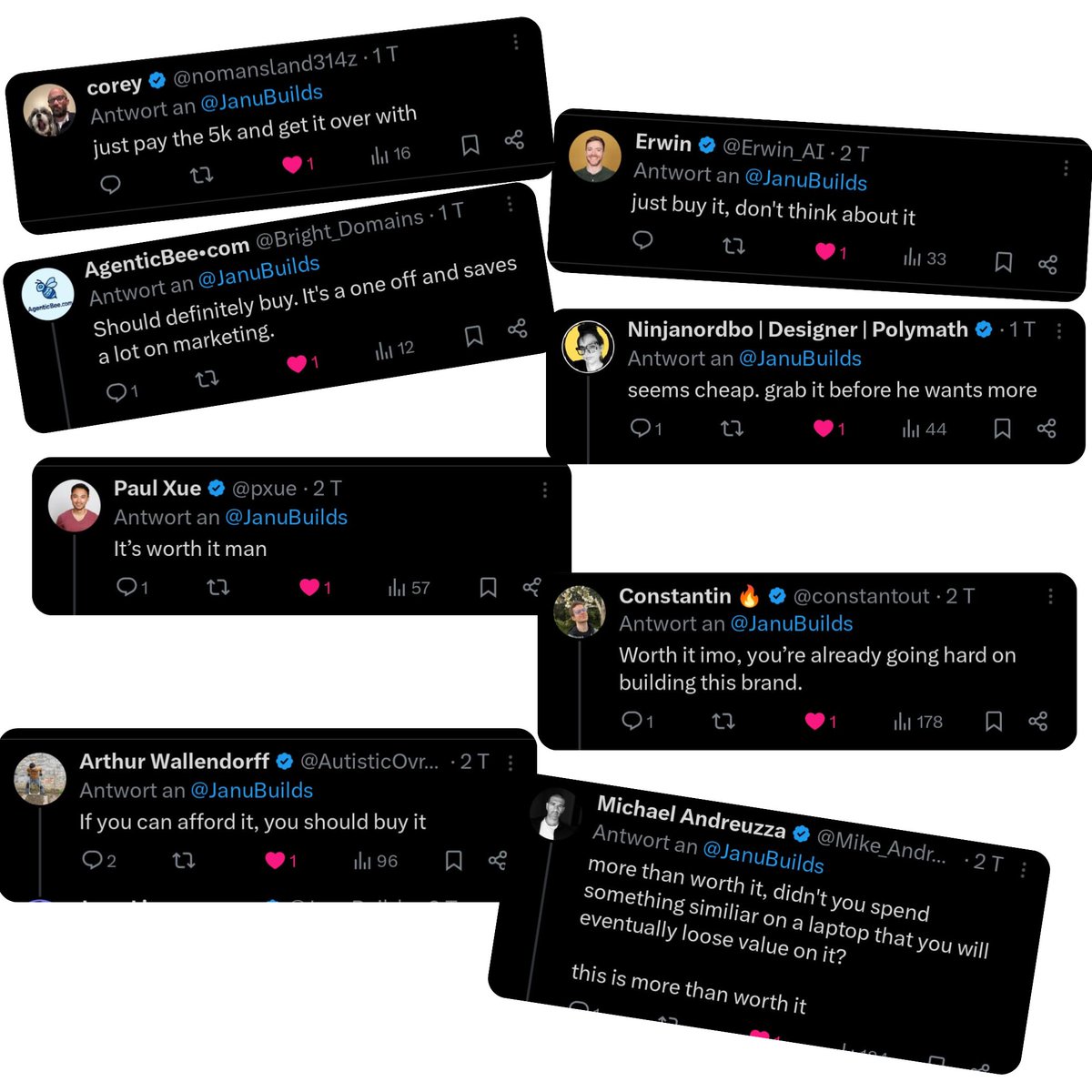 I JUST BOUGHT featherflow.com for $1250!! 🥰

THANK GOD I DIDN’T LISTEN TO YOU GUYS!!!

Everyone was screaming at me to buy featherflow.com for $5k.

I waited. I negotiated.

Him: $5k → Me: $800 → Him: $2.5k → Me: $1.2k → Him: $1,250. Deal.

Now it’s mine.

No