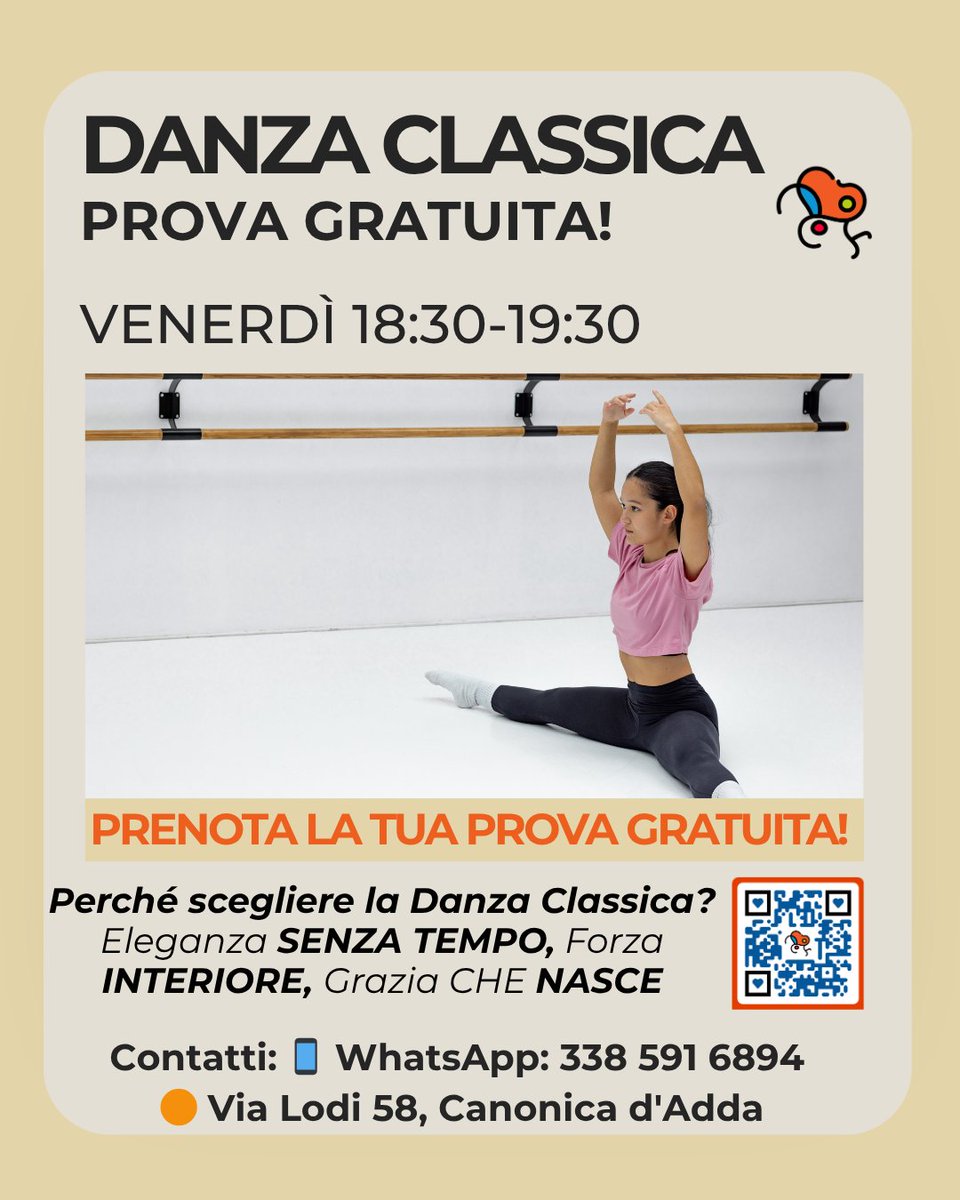 MultingArts's tweet image. Hai mai visto una bambina timida diventare una piccola stella? ✨
Succede qui ogni venerdì!
🎨 Danza Creativa Kids 16:30-17:30 🩰 Danza Classica 17:30-18:30
PROVE GRATUITE!
Non vendiamo lezioni. Creiamo fiducia per sempre.
PRENOTA SUBITO 
#DanzaCanonicaAdda #ScuolaDanzaBergamo