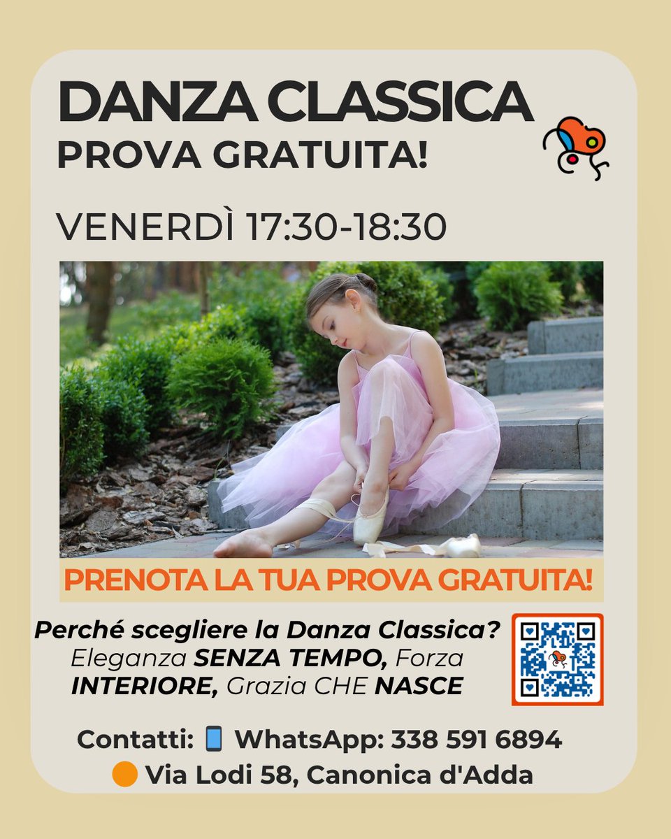 MultingArts's tweet image. Hai mai visto una bambina timida diventare una piccola stella? ✨
Succede qui ogni venerdì!
🎨 Danza Creativa Kids 16:30-17:30 🩰 Danza Classica 17:30-18:30
PROVE GRATUITE!
Non vendiamo lezioni. Creiamo fiducia per sempre.
PRENOTA SUBITO 
#DanzaCanonicaAdda #ScuolaDanzaBergamo