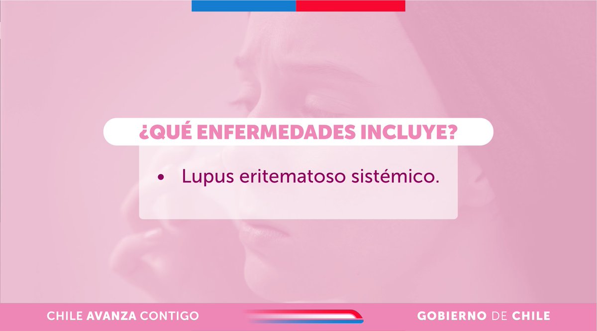 ministeriosalud's tweet image. #GES78 Toda persona que tenga confirmación de Lupus Eritematoso Sistémico, enfermedad donde el sistema inmunitario ataca células y tejidos sanos por error, podrá acceder a cobertura #GES.

Encuentra más información en auge.minsal.cl o llamando a Salud Responde 600 360…