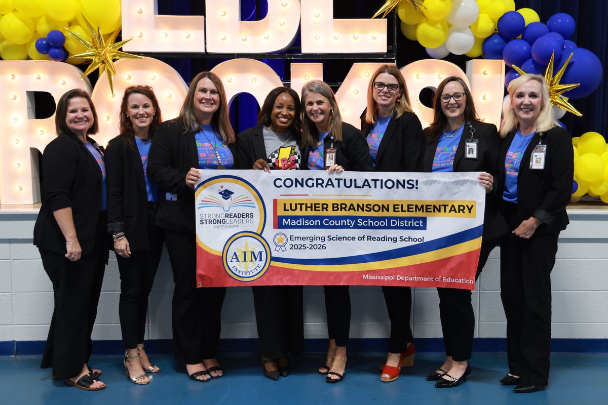 The Mississippi Department of Education recognized Luther Branson Elementary as an Emerging Science of Reading School! Only 7 schools in the state received the award this year! Thank you to all that made it possible and to the MDE for the recognition!