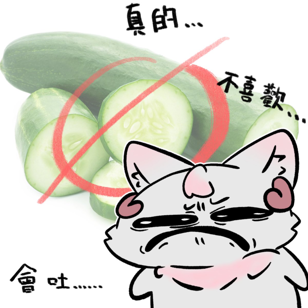 (開台途中聊到不吃的食物)
先聲明，我本人真的很挑食!

幼稚園的時候點心吃玉米粥
老師說：要營養均衡
所以切了小黃瓜片到每個人的碗裡
我咬了一小口
不喜歡所以就留在碗裡沒吃
最後老師發現我沒吃就喂我
硬吞進去之後
由於小黃瓜味道太過強烈
我整個嘔吐出來...
從此老師不再喂我吃我說我不吃的東西了