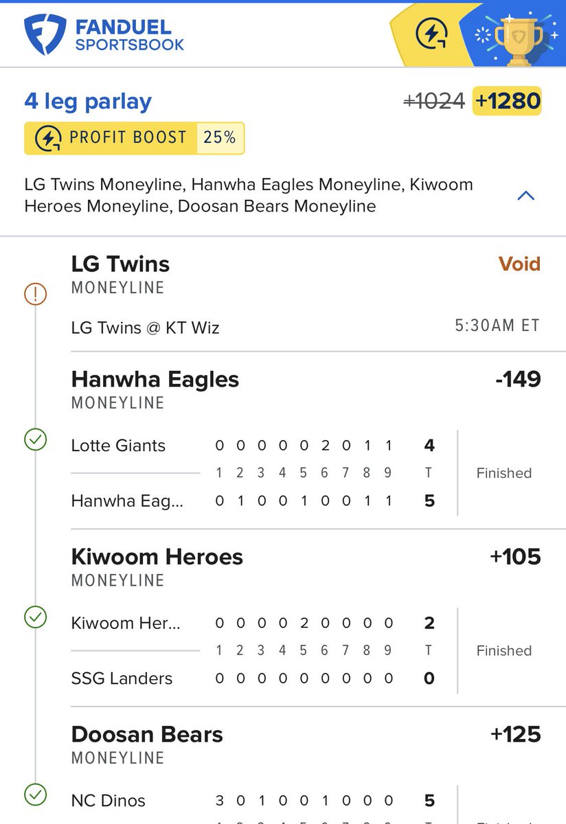 DirtyBubbleBets's tweet image. SENDING $50 TO A RANDOM LIKE ❤️

THEY CALL ME THE KBO KING 👑

✅ Kiwoom F5 +0.5 (-148) ⭐️
✅ SSG F5 TT u2.5 (-142) 💰
✅ KBO Lotto Parlay (+772) 💎

POD = CASH. FREEPLAY = CASH. 💵

Who Rode With DBB To Korea? 👀🔥

I NEED TO HEAR ALL THE ENERGY 👇