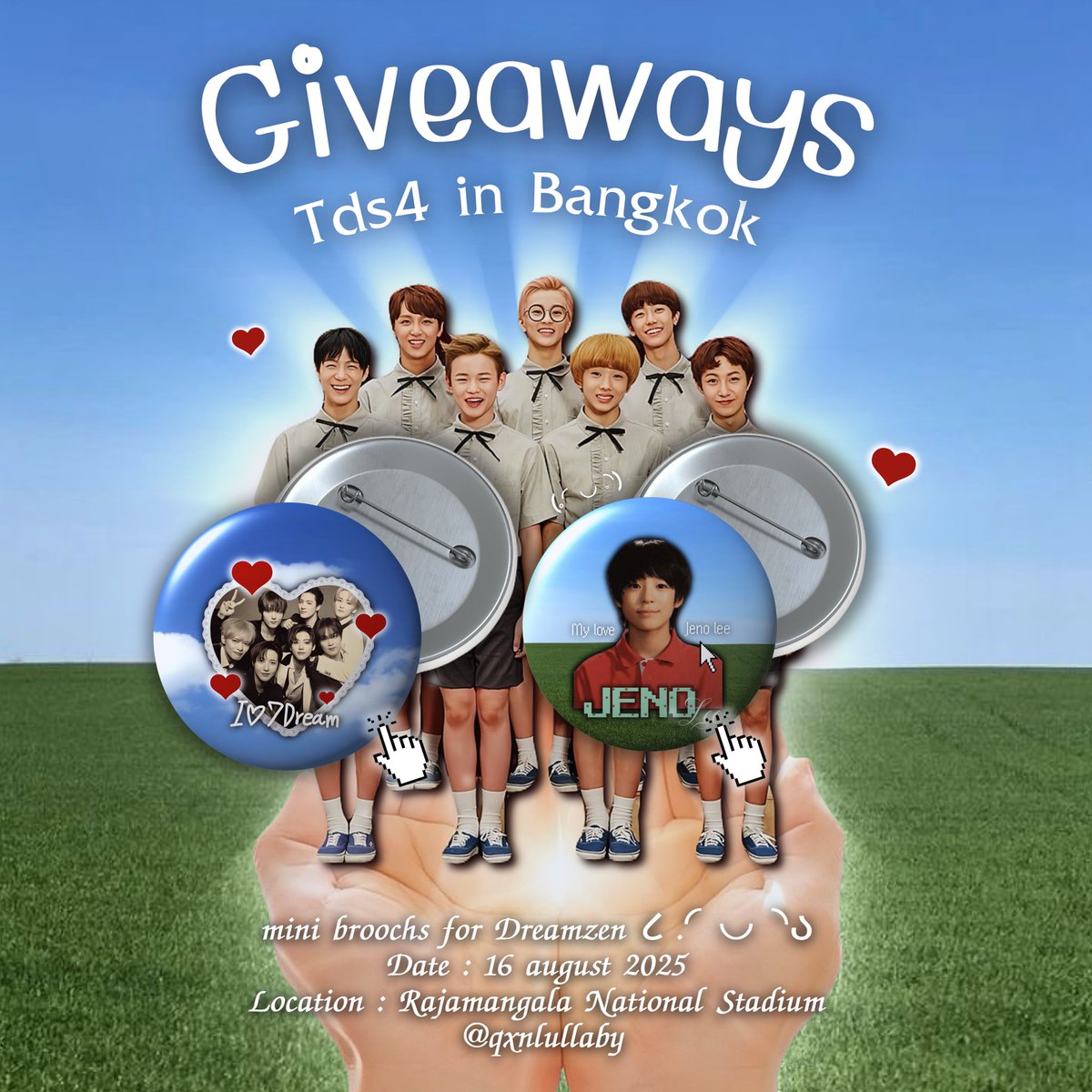 qxnlullaby's tweet image. ❀⋆.ೃ࿔ *pls kindly rt  .ᐟ ꒱
• Mini brooch 7dream &amp;amp; jeno 

พี่ๆดรีมเส้นมารับกันได้น้าค้าบ 🫸🏻♥️🫷🏻

🍎Date : 16 August 2025
Location : Rajamangala Stadium
#THEDREAMSHOW4_in_BKK
#NCTDREAM_THEDREAMSHOW4_in_BKK
#NCTDREAM_THEDREAMSHOW4_BANGKOK