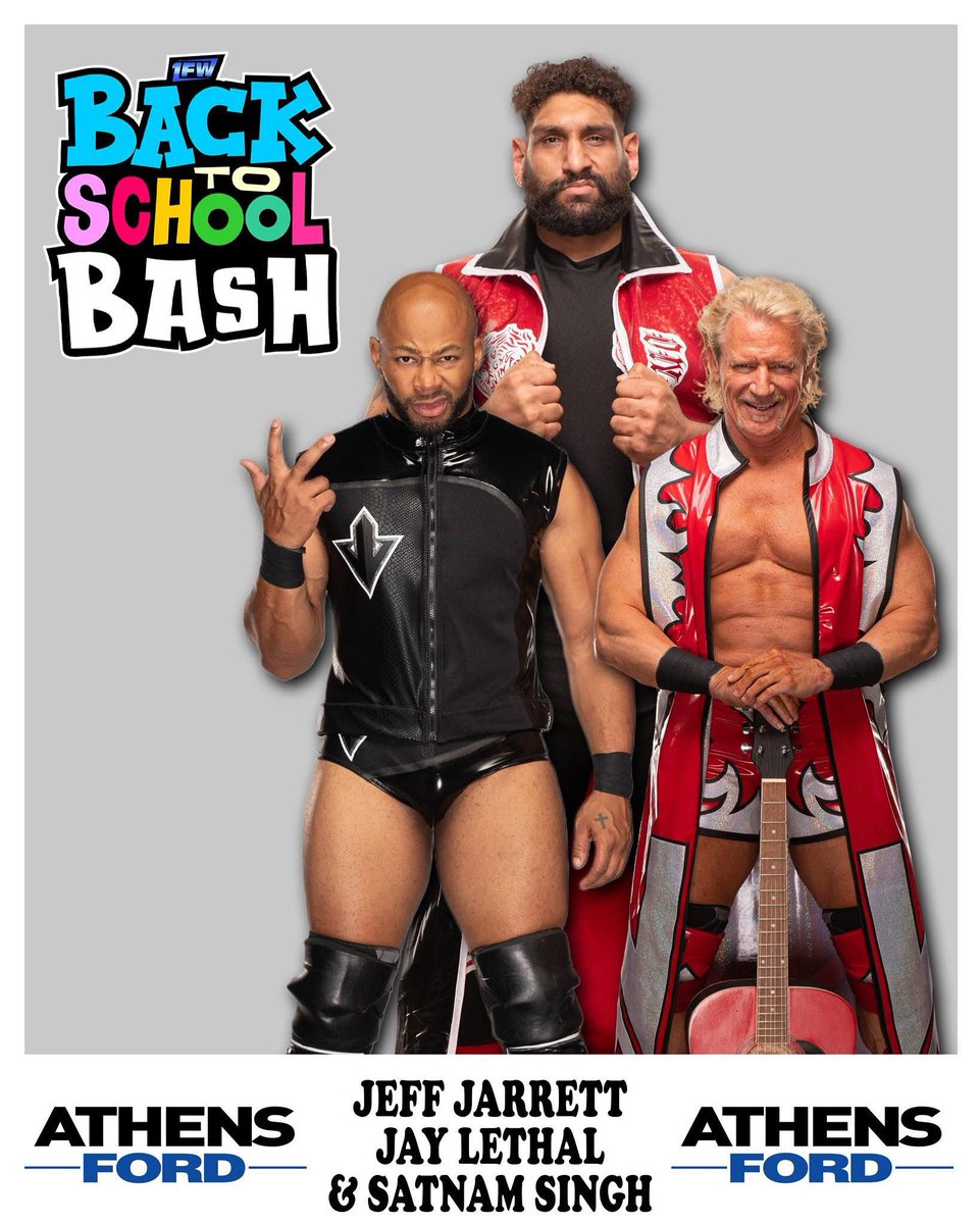 Turnbuckle Championship Wrestling (@turnbuckle_cw) on Twitter photo This Saturday 8/16 Back to School Bash in Jefferson, GA! Don’t miss this incredible meet and greet opportunity. Meet <a href="/RealJeffJarrett/">Jeff Jarrett</a> <a href="/TheLethalJay/">Jay Lethal</a> and <a href="/hellosatnam/">Satnam Singh Bhamara</a> and then watch them all wrestle live!
Get your tickets at 1fwlive.com This Saturday 8/16 Back to School Bash in Jefferson, GA! Don’t miss this incredible meet and greet opportunity. Meet <a href="/RealJeffJarrett/">Jeff Jarrett</a> <a href="/TheLethalJay/">Jay Lethal</a> and <a href="/hellosatnam/">Satnam Singh Bhamara</a> and then watch them all wrestle live!
Get your tickets at 1fwlive.com