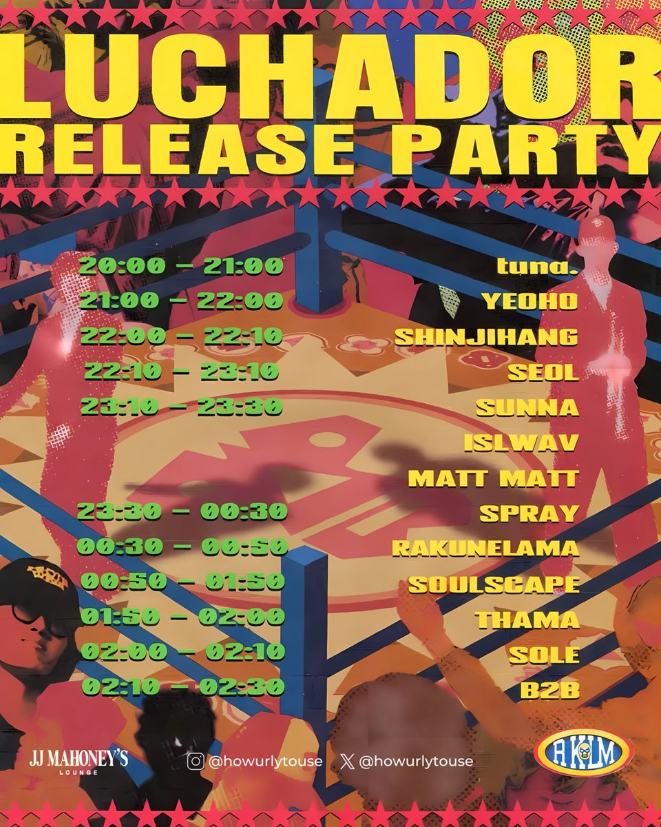 howurlytouse's tweet photo. #HOWTOSHOW | UPCOMING EVENT
Seoul, letโs have a vibey night at luchador release party! Donโt miss to witness a night full of rhythm and beats. ๐ง
๐ JJ Mahoneyโs, Grand Hyatt Seoul
๐๏ธ Saturday, August 16, 2025
๐ฐ 30,000 KRW (incl. 1 drink)
Bring your crew and keep your energy high, Yeoho owns the floor from 9PM to 10PM KST. ๐ฅ
#howtouse #ํ์ฐํฌ์ ์ฆ #YEOHO #์ฌํธ
