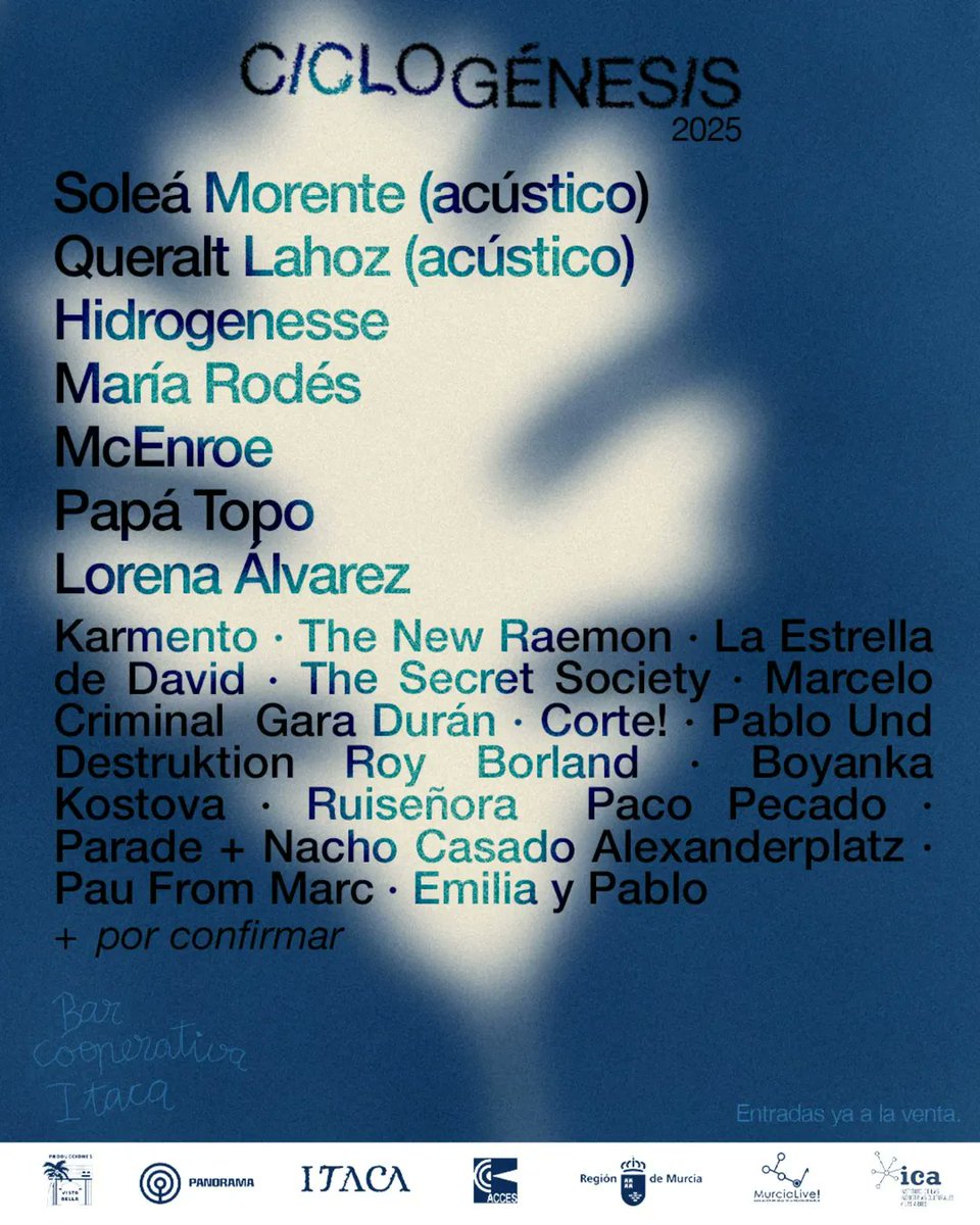 .<a href="/itacamurcia/">Café Bar Cooperativa Ítaca</a> presenta la II edición de #Ciclogénesis,  su ciclo de conciertos que contará con Alexanderplatz, Gara Durán, Hidrogenesse, La Estrella de David, Lorena Álvarez, Marcelo Criminal, María Rodés, McEnroe, Pablo Und Destruktion, Papa Topo, Parade, Queralt Lahoz, Soleá