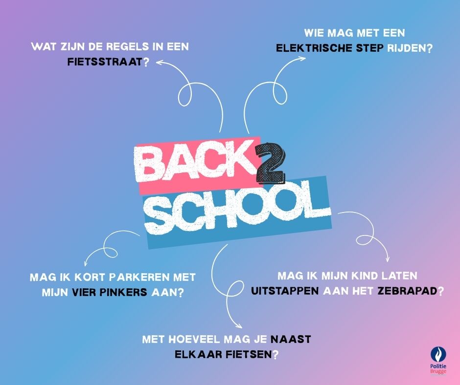 PolitieBrugge's tweet photo. Het spijt ons dat we je vakantiebubbel doorprikken, maar het is tijd om je stilletjes aan voor te bereiden op het nieuwe schooljaar. Geen zorgen, wij helpen je daarbij! Heb je verkeersgerelateerde vragen over back to school? Stel ze in de reacties! Hieronder alvast wat inspiratie https://t.co/G5thBjgbDa