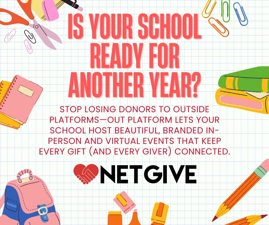NetGive (@netgivehq) on Twitter photo Ready for glamorous galas, exciting raffles, and awesome auctions that your donors will love? Look no further than NetGive's events and fundraising management platform. Take our quiz today to be learn about your school's fundraising growth score: bit.ly/4lrfEkA Ready for glamorous galas, exciting raffles, and awesome auctions that your donors will love? Look no further than NetGive's events and fundraising management platform. Take our quiz today to be learn about your school's fundraising growth score: bit.ly/4lrfEkA