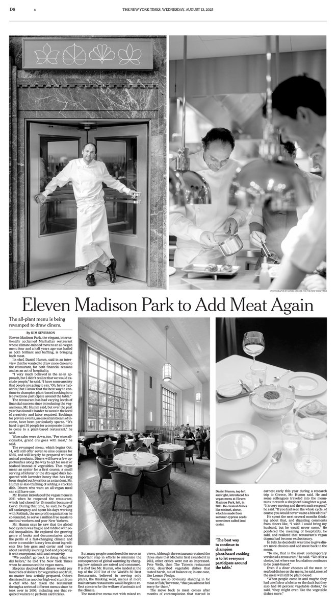 smoothdude's tweet image. Chef Daniel Humm at Eleven Madison Park returns meat to the menu. Photographed for The New York Times.