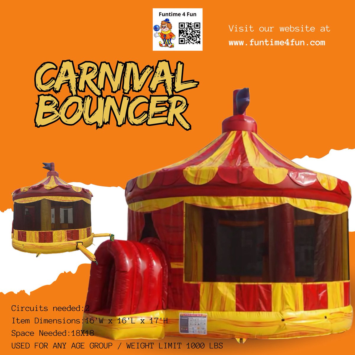 funtime_4fun's tweet image. 🎪 Step right up for endless fun! Our Carnival Bouncer is perfect for birthdays, school events, and community celebrations. Safe, colorful, and ready to bring the party to YOU! 🎉

#BounceIntoFun #NYCPartyRentals #CarnivalVibes #FamilyFunNYC #Funtime4Fun