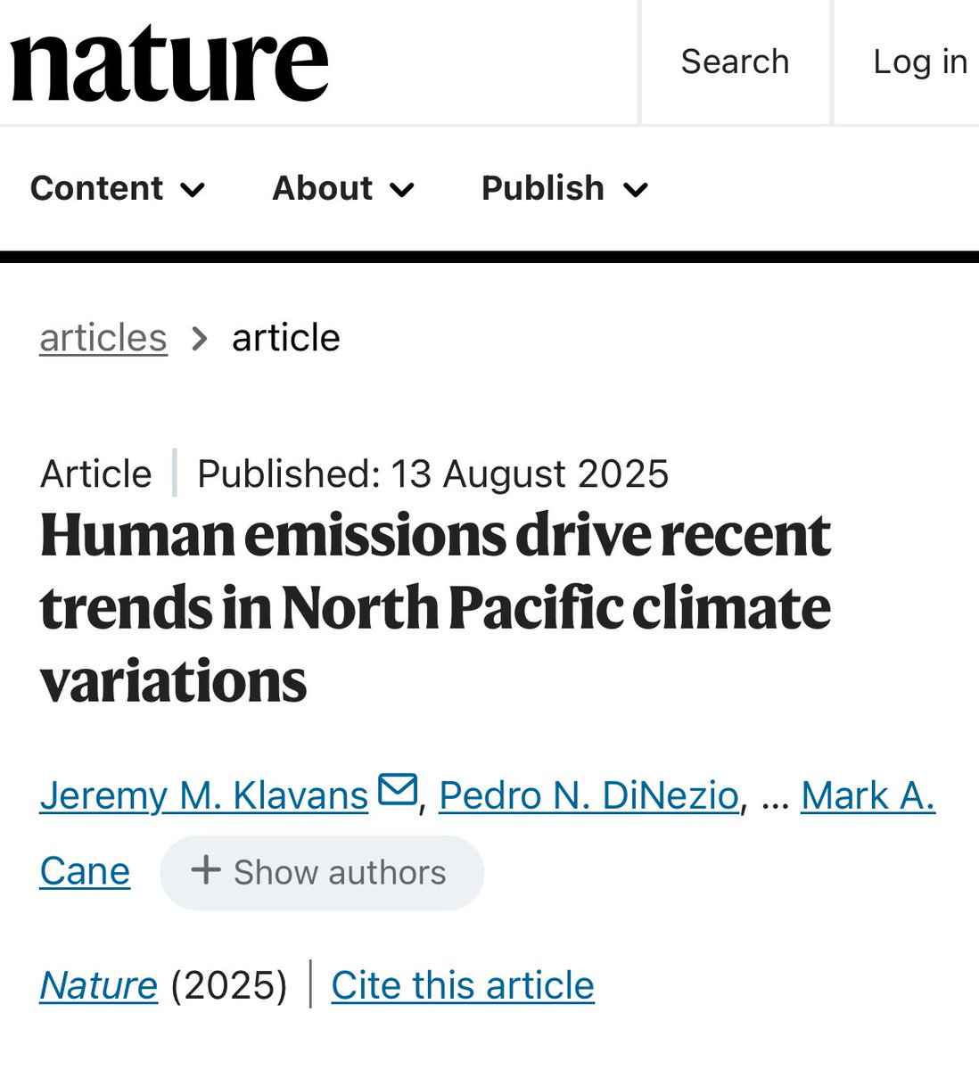 Holy dingleberries!

“Here we show that the main multidecadal variations in the PDO index during the twentieth century, including the ongoing, decades-long negative trend, were largely driven by human emissions of aerosols and greenhouse gases rather than internal processes”