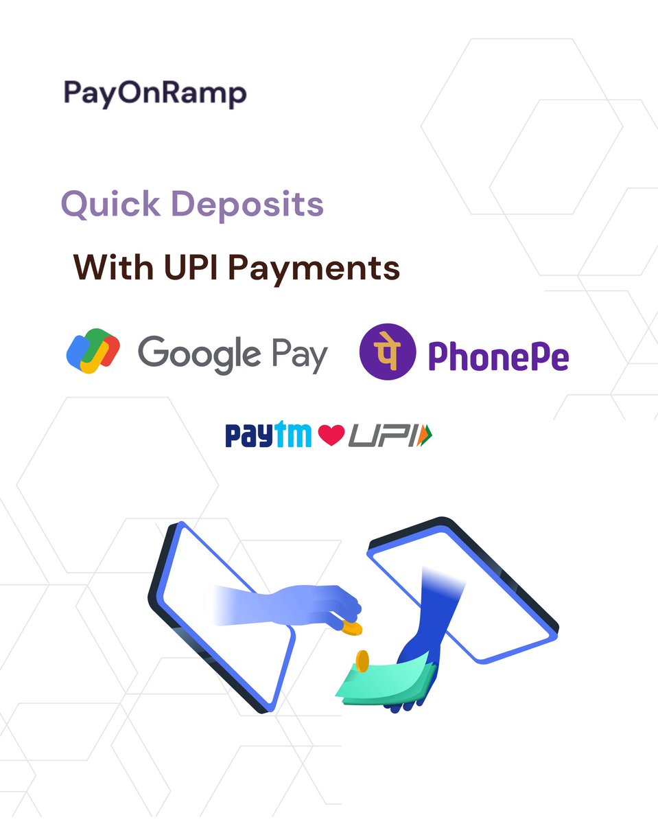 PayOnRamp's tweet image. Deposit in seconds with Payonramp — Google Pay, PhonePe &amp;amp; Paytm UPI at your fingertips! 🚀💸 
#UPIPayments #CryptoMadeEasy #Payonramp #QuickDeposits #TradeSmarter"