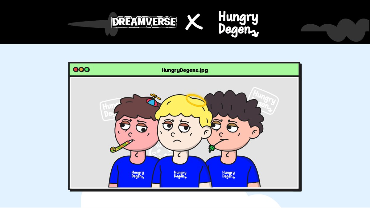 👦 <a href="/dreamverse_base/">Dreamverse</a> x <a href="/HungryDegens/">Hungry Degens 💀 Base 🟦</a>  🍽️
Time to eat well!

HungryDegens.jpg are coming to <a href="/dreamverse_base/">Dreamverse</a>, dropping on <a href="/zora/">$zora</a> 

🎁 Giveaway:
02 Degens Lite NFTs + tokens
For holders of 1/1 HungerDegens.jpg

How to enter:
1️⃣ Follow <a href="/dreamverse_base/">Dreamverse</a> &amp; <a href="/HungryDegens/">Hungry Degens 💀 Base 🟦</a>
2️⃣ Like &amp; RT