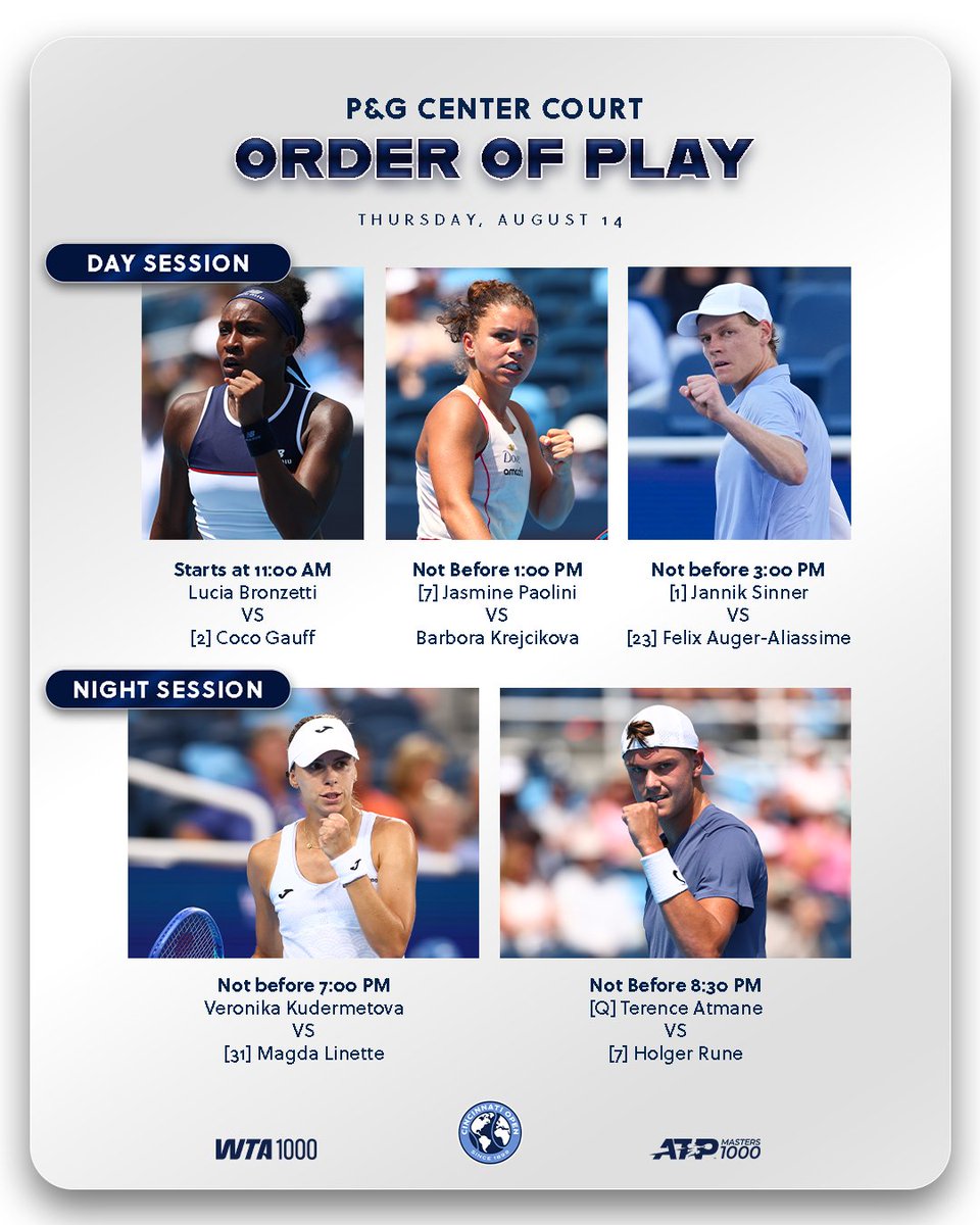 Matchups incoming 😍

Full OOP: cincinnatiopen.com/score-center/o…