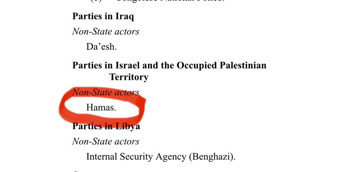 It’s official: Hamas is on the U.N. “blacklist” of organizations “being responsible for patterns of rape or other forms of sexual violence in situations of armed conflict”.

They are listed just after Da'esh.