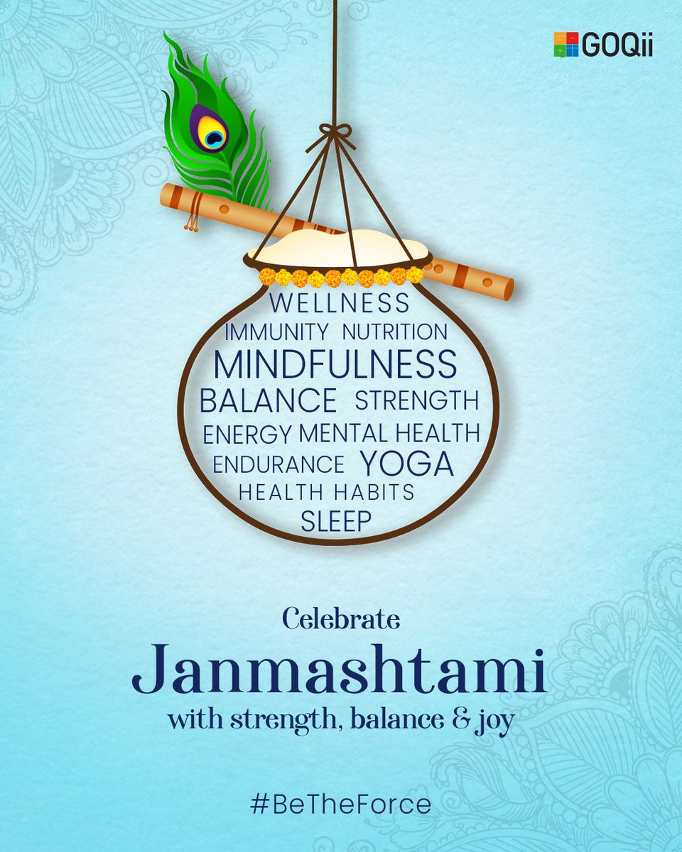 GOQii's tweet photo. Today, letβs celebrate the values that keep us steady, from balance to resilience and well-being. Hereβs to building healthier habits together. πΏ
Happy Janmashtmi!
#Janmashtami #BeTheForce https://t.co/NLuAxS9u1N