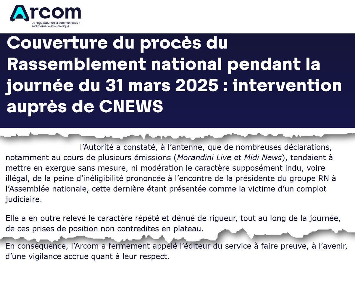 slpng_giants_fr's tweet photo. ⚖️ #CNews : Une journée entière à désinformer sciemment sur une décision judiciaire, en récitant les éléments de langage du RN
Arcom : "Il faudra désormais être plus vigilant"
Vigilance ? Ce n'est pas de l'inattention, c'est la ligne éditoriale de la chaîne ! 💥
#ArComa
1/2 https://t.co/k3XDC7xqLj
