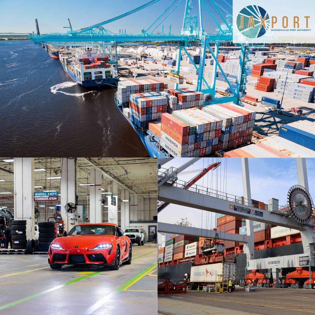JAXPORT's tweet photo. JAXPORT Report is now available 📰 https://t.co/R3MJeyw0bJ

This edition includes:
🔹 @LogisticsMgmt readers recognize JAXPORT for service excellence
🔹Southeast Toyota Distributors nearing completion on state-of-the-art processing facility
🔹New export program available for small businesses

Subscribe today: https://t.co/vbbMnPRx85

#Xmarksthespot #jaXportpartners