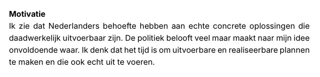 Een #D66-bestuurder in den lande stuurde me de motivatie van de nummer 2 van de kandidatenlijst. Tja.