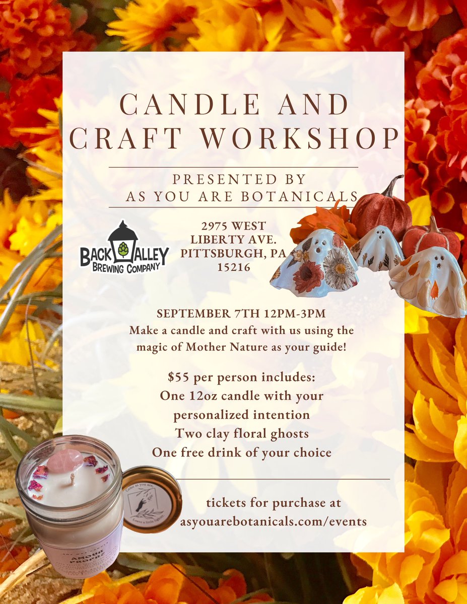 SnakeHaberman2's tweet photo. Hello Everyone!

We are happy to announce another upcoming workshop for the beginning of Fall! Please come and enjoy one free beverage on us and an afternoon of crafts and good times! 

If you have any questions, please let me know. Tickets can be purchased on our website! https://t.co/tieDD7Zp4u