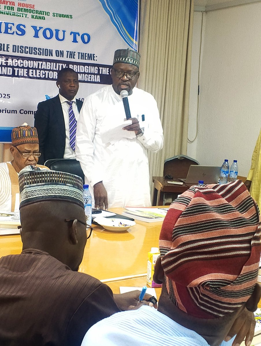 Distinguished Senator Dr. Abdulrahman Kawu Sumaila the lead Discussant on today's Round-Table Discussion on the theme: Building Trust for Legislative Accountability: Bridging the Gap Between Legislators and the Electorate in Nigeria.
