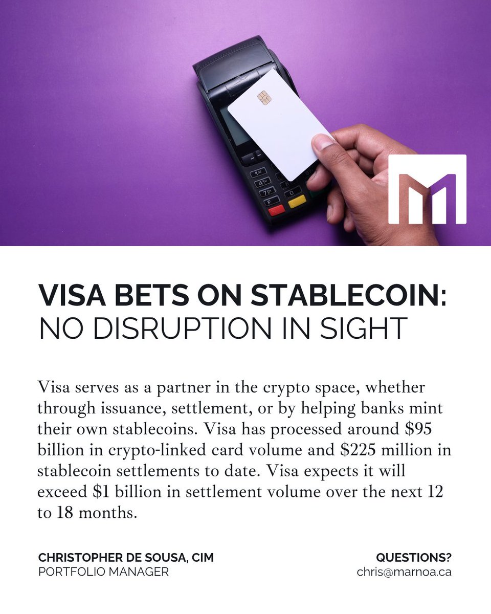 ChrisMPWC's tweet photo. We believe banks &amp; acquirers, not payment networks, face the most risk. Payment networks Visa $V &amp; Mastercard $MA appear to be winners in our view as #stablecoins infrastructure offers them new revenue opportunities.

Read article here: https://t.co/EHc66VfPbd https://t.co/y97uIRmH2g