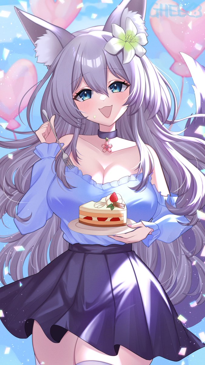 Happy birthday to the lovely <a href="/kaiourachu/">Kaioura 🌸</a>! 🥳
I hope that you have a birthday that is as amazing as you are and I hope that you eat lots of yummy foodge! 🎂
Love ya, sweet fox! ❤️