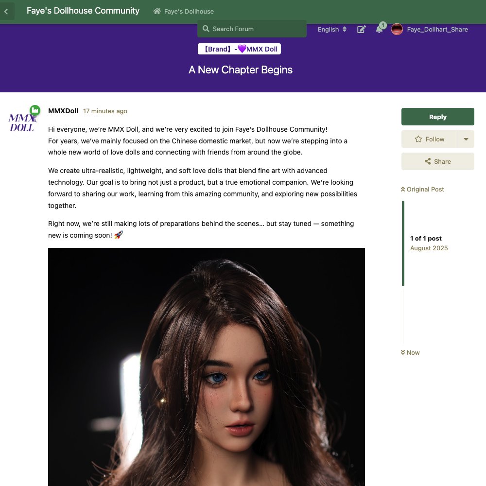 🚀 Exciting news — <a href="/mmxdollofficial/">MMX Doll</a> has officially joined the Faye’s Dollhouse Community!
They’re stepping into the Western market for the first time — come say hi, share your thoughts, and maybe discover a few surprises along the way. 😉

Join the conversation 👉