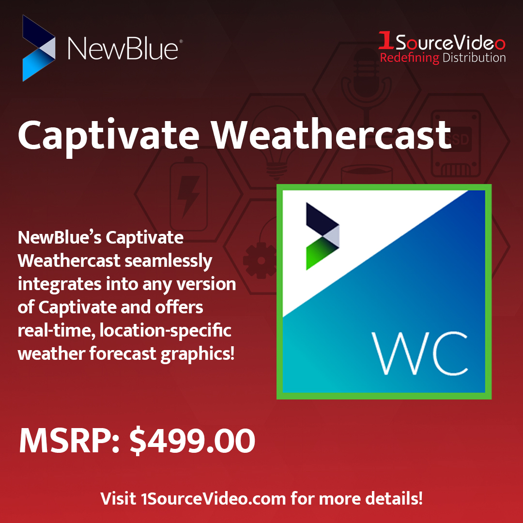 1sourcevideo's tweet photo. @NewBluefx's WeatherCast offers real-time, location-specific weather forecast graphics!

#NewBlue #1SourceVideo #CaptivateWeatherCast #weatherbroadcast #software #livegraphics #liveproduction #filmmaking #videoproduction #cinematography #film#distribution #RedefiningDistribution https://t.co/LjmmeqNL9C