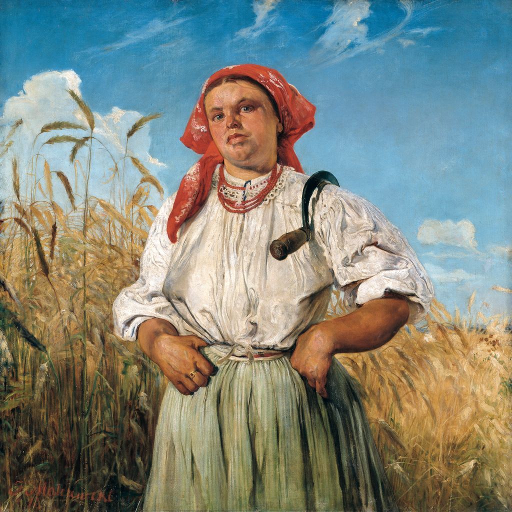 Jacek Malczewski - Żniwiarka (olej na płótnie, 113 x 113 cm), 1879, Muzeum Okręgowe w Lesznie. #PolishMastersofArt