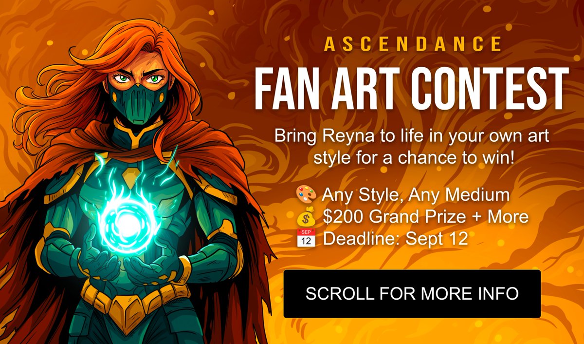 ✨Ascendance #FanArtContest ✨

Bring Reyna to life in your own art style!

🎨 Any Style, Any Medium
💰 $200 USD Grand Prize + More!
🗓️ Deadline: Sept 12

📌 Quote this post with your entry OR use #AscendanceFanArt &amp; tag <a href="/lc_illustrates/">LC | Drip Artist & Illustrator</a> to enter!

⬇️More Info⬇️