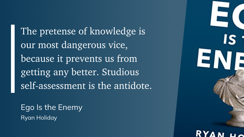 JStoneVB's tweet image. "The pretense of knowledge is our most dangerous vice, because it prevents us from getting any better. Studious self-assessment is the antidote."