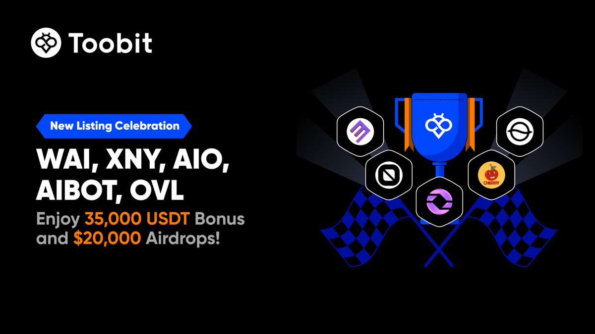 Toobit_official's tweet image. 💥 New Listing, New Rewards! 💥
Trade #WAI, #XNY, #AIO, #AIBOT, and #OVL on #Toobit, and celebrate with 35,000 USDT Bonus and $20,000 Airdrops!
No whitelist needed - just trade & win! 🏆
⏳2025-08-14 02:00 PM (UTC) to 2025-08-24 02:00 PM (UTC)
🔗 Event Page:…
