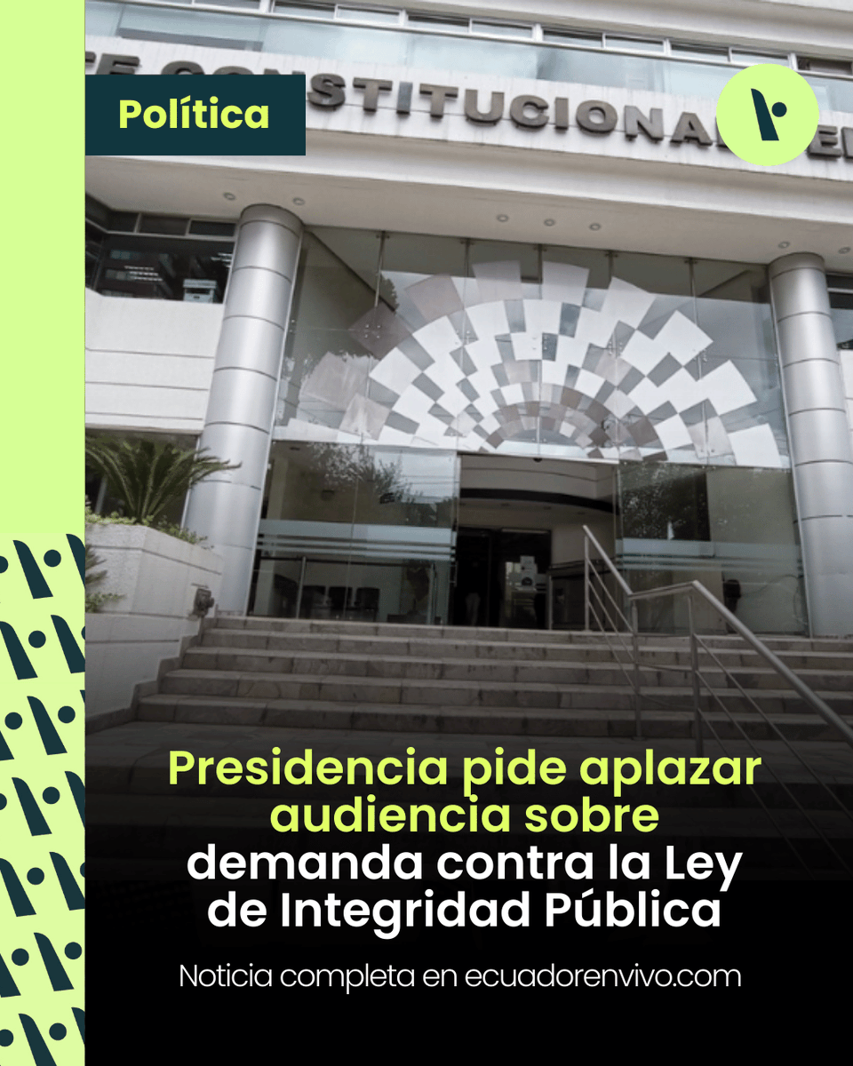 ecuadorenvivo's tweet photo. La @CorteConstEcu recibió el pedido de Stalin Andino para posponer la audiencia sobre la Ley de Integridad Pública ⚖️, prevista para el 18 de agosto.
🔗 Detalles aquí 👉
https://t.co/VJ10LsBOyp
#Justicia #Ecuador #LOIP https://t.co/IpdOD8nUzI