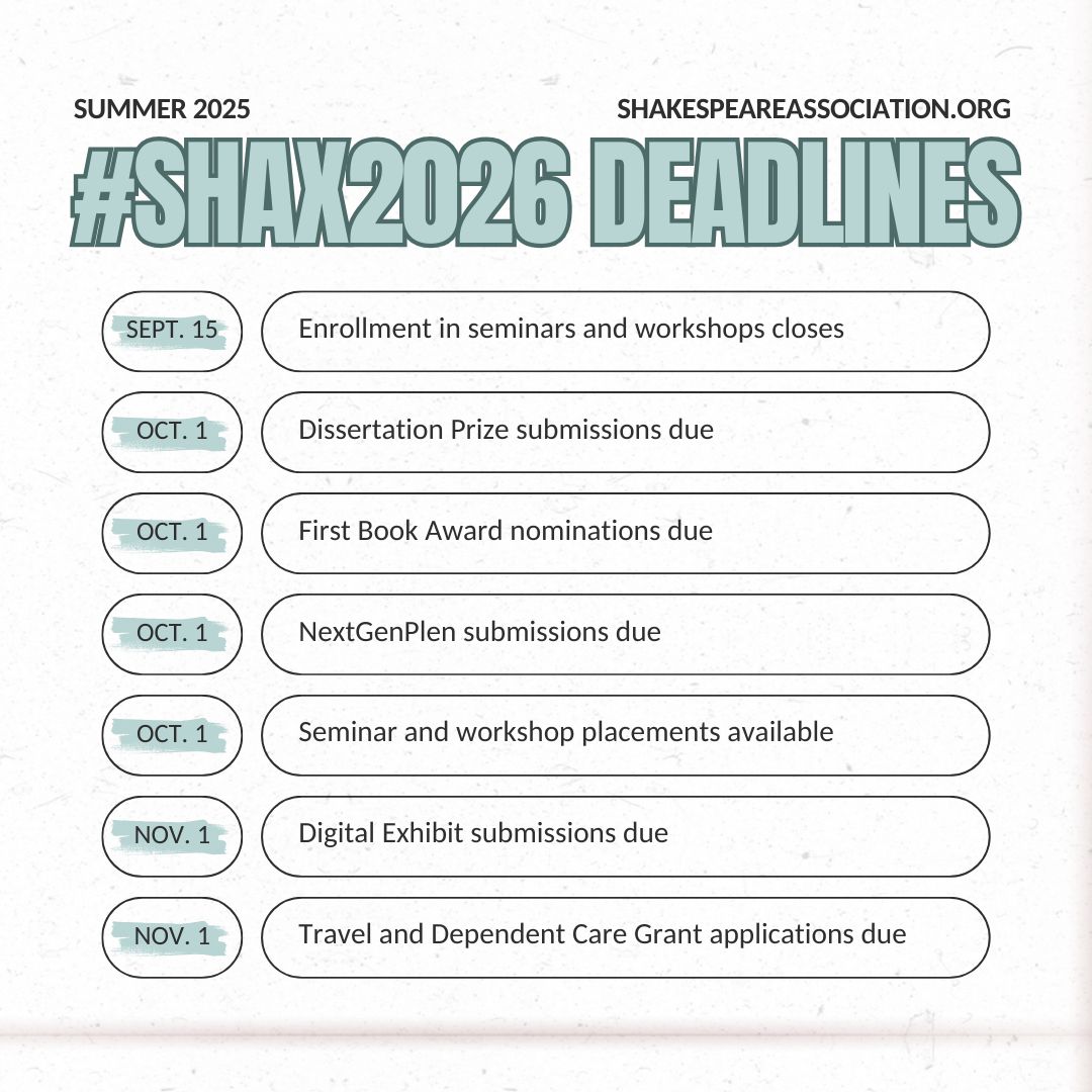 Enrollment isn’t the only deadline coming up! Don’t miss the #Shax2026 dates for seminar and workshop preferences, prizes and awards, and travel and dependent care grants. More info on each of these is available on our website:

Linktr.ee/saaupdates