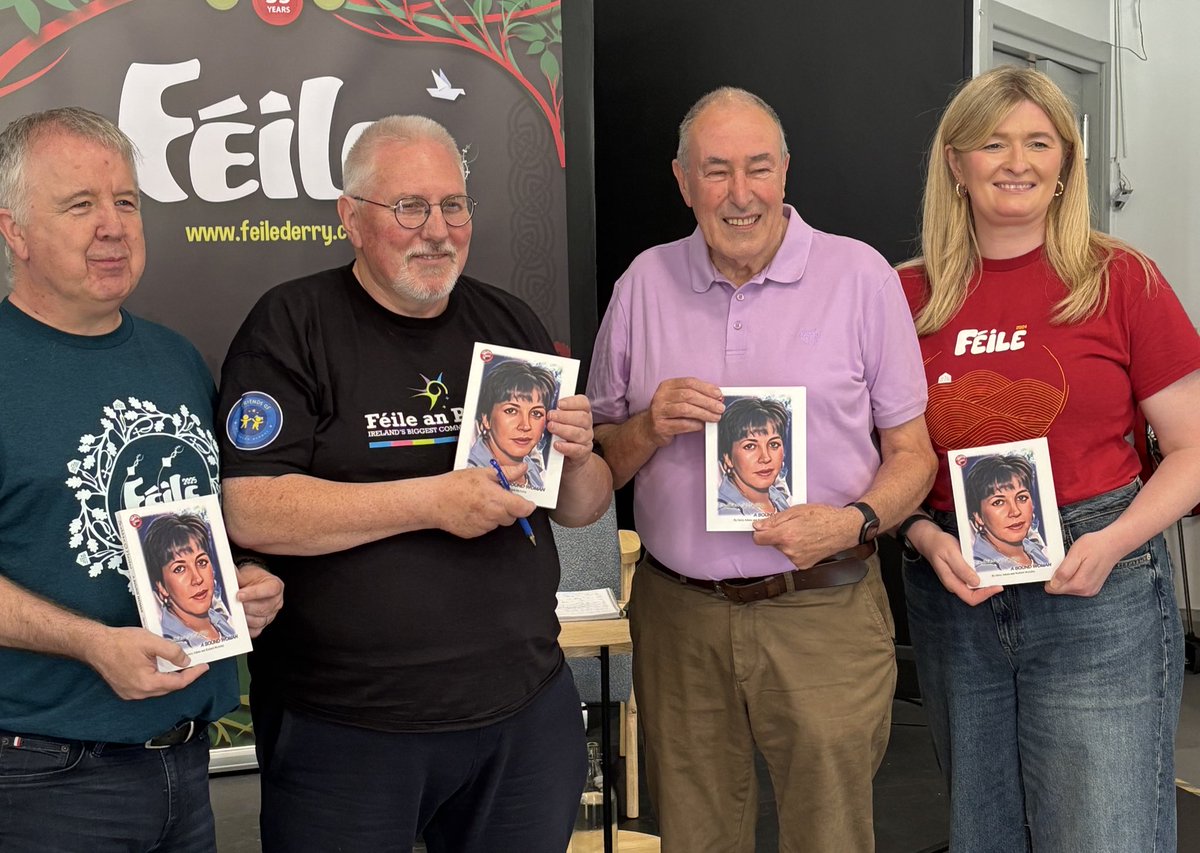 GerryAdamsSF's tweet photo. Richard McAuley, who coauthored the new Léargas ‘A Sound Woman’, about the life of our friend Siobhán O’Hanlon, has launched the book today at @feilederry https://t.co/YO9AybNrh6