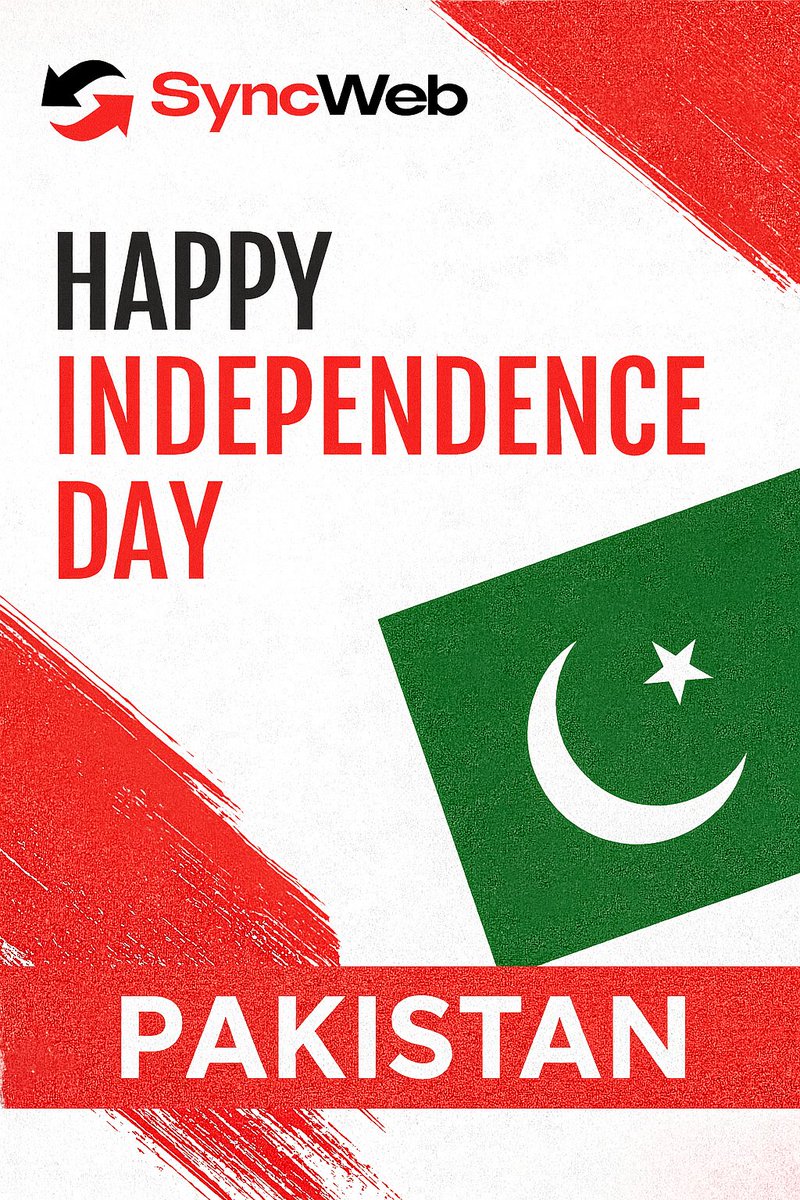 Syncwebco's tweet image. Celebrating the spirit of freedom, unity, and progress. 🇵🇰
Happy Independence Day, Pakistan!
Let’s keep building a brighter future together. ✨💚❤️🖤
#SyncWeb #PakistanIndependenceDay #14August #PrideOfPakistan #PakistanZindabad #UnityFaithDiscipline