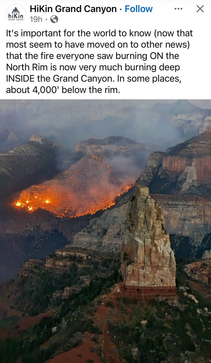 Hiked R2R with my wife last year or so. She just sent this to me.

Sad we will never see the Lodge ever again. Looks like it's in the canyon now too. I believe the N Rim is over 7k feet. A Wild Fire.

True, I have not seen much in limited media I come across.
