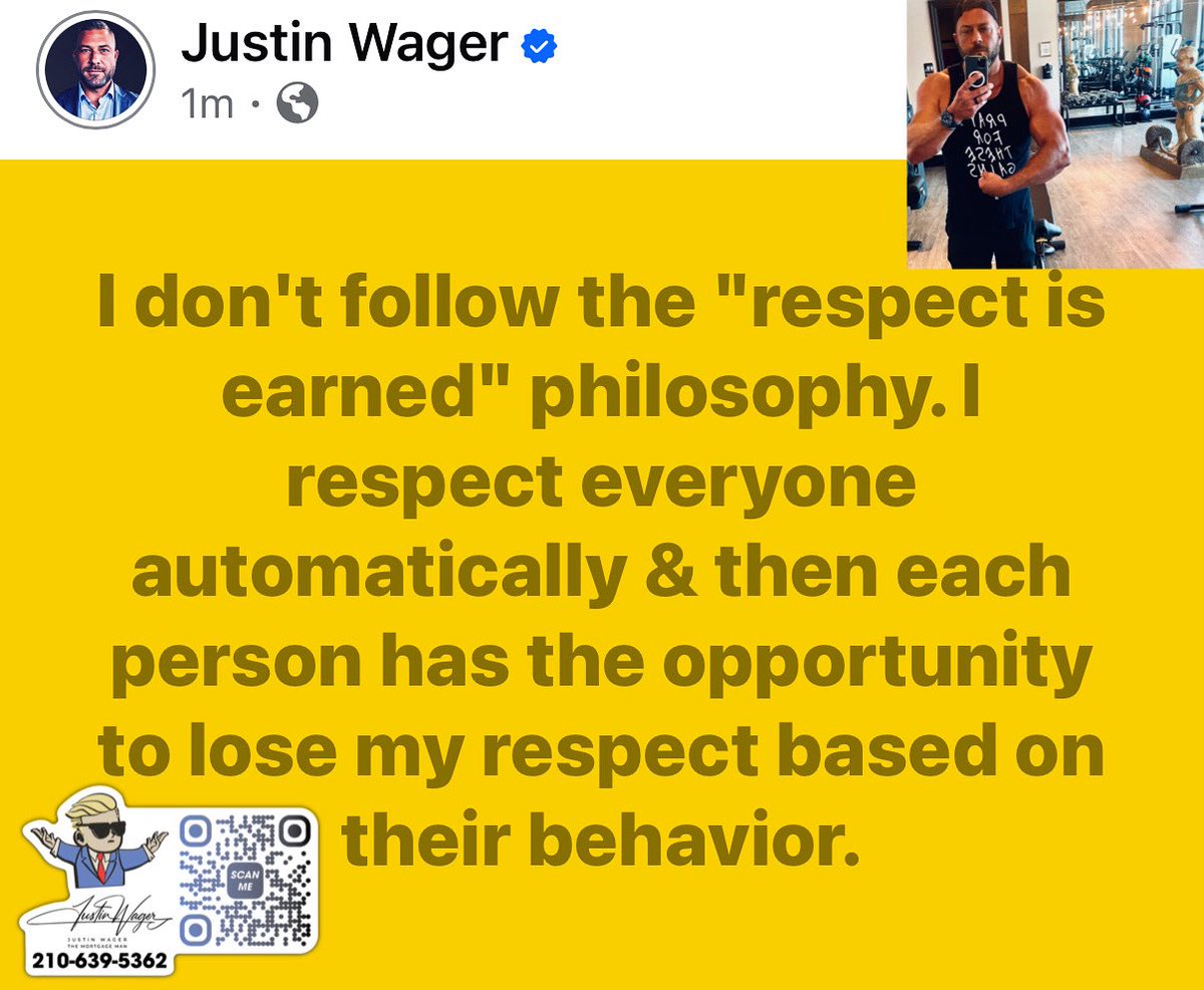 WAGSNexa's tweet photo. #JustinWagerTheMortgageMan #wags #bestmortgagebroker #mortgagebrokerlife #bestofSA #brokersarebetter #loans #satx #sanantoniotexas #realestatetips #buyersmarket #sanantonio #Texasrealestate #mortgagebroker #texas #gymrat #gymmotivation #fitover40 #fit #fitdad #gymtime #gymbro #gymmemes #fyp #tx #gymlife #gym #anabolic #gymaddict #gymfreak
https://t.co/ShDkFqqb1a
* WARNING: The following material is satirical and may be perceived as vulgar, offensive, (and worst of all) serious. Viewer discretion is advised. It’s satire. Please adjust your expectations and interpretations accordingly. (this is a joke, relax)
* The views expressed in this account are solely those of the individual contributors and do not necessarily reflect the opinions or policies of any affiliated organizations.