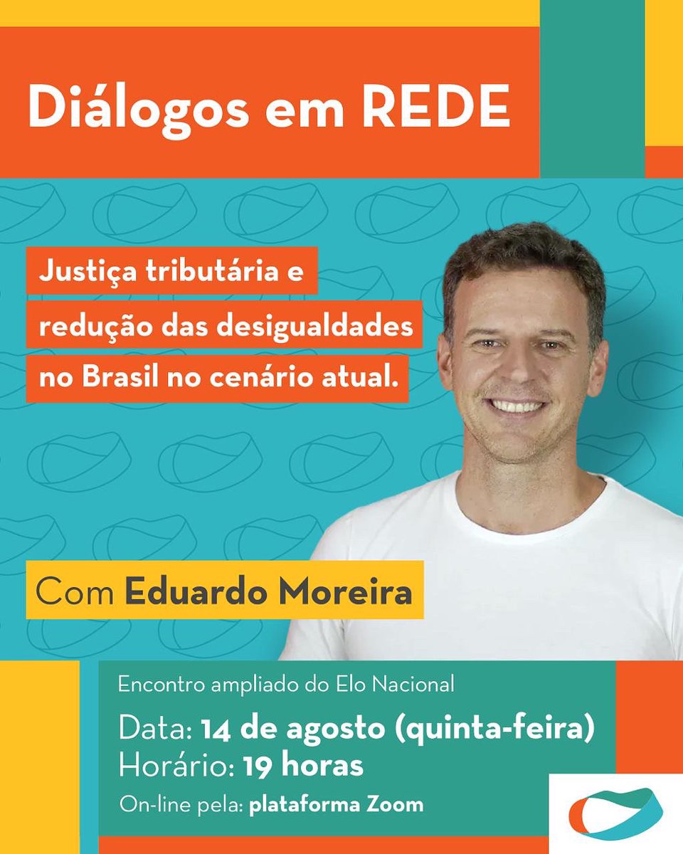 DIÁLOGOS EM REDE – Justiça Tributária e Redução das Desigualdades
🗓 14/08 | ⏰ 19h | 💻 Zoom

Com @eduardomoreirareal, vamos debater um Brasil mais justo, inclusivo e sustentável.

🔗 Inscreva-se: forms.gle/nCgaPYLq7xZUwp…

#JustiçaTributária #DiálogosEmRede #REDEsustentabilidade
