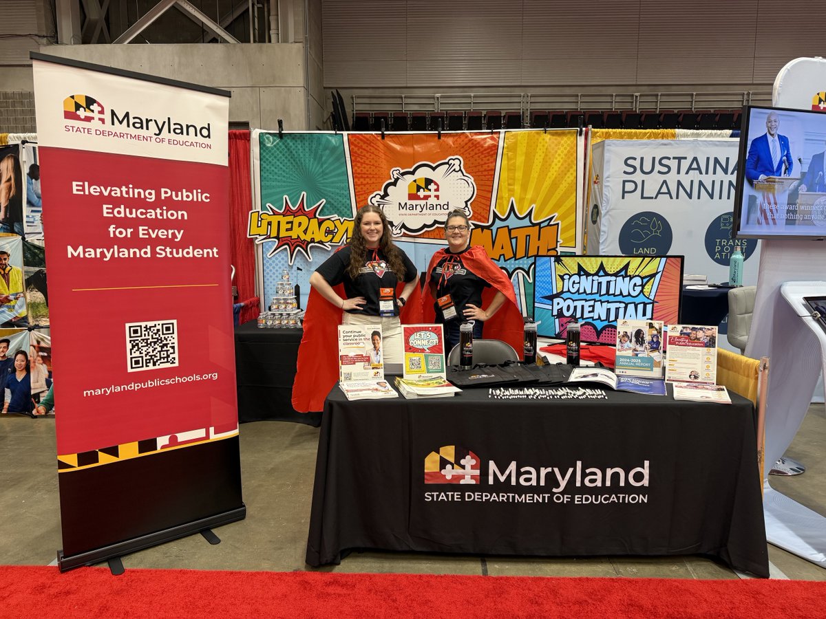 Maryland State Department of Education (@mdpublicschools) on Twitter photo Never fear—#TeamMSDE is here! 🦸♂️ 🦸♀️ 
Visit our booth (205) in the exhibitor’s hall to learn how MSDE is leading with impact— empowering all Maryland students to succeed in college, career, and life! #MACoCon Never fear—#TeamMSDE is here! 🦸♂️ 🦸♀️ 
Visit our booth (205) in the exhibitor’s hall to learn how MSDE is leading with impact— empowering all Maryland students to succeed in college, career, and life! #MACoCon