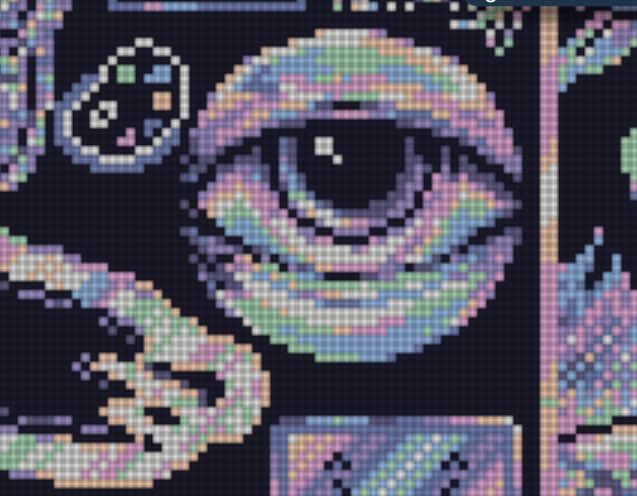 My holographic eye on <a href="/basepaint_xyz/">BasePaint</a>  thanks <a href="/armilk88/">ARMILK88</a> to help me make it better 💙