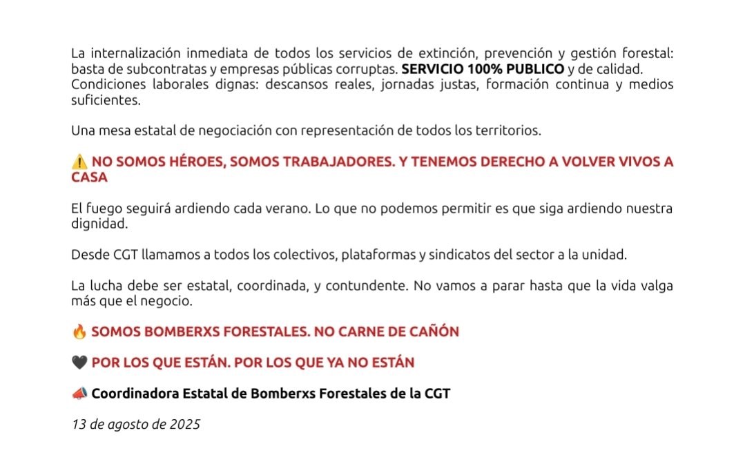 Tremendo 
Comunicado Bomberos Forestales