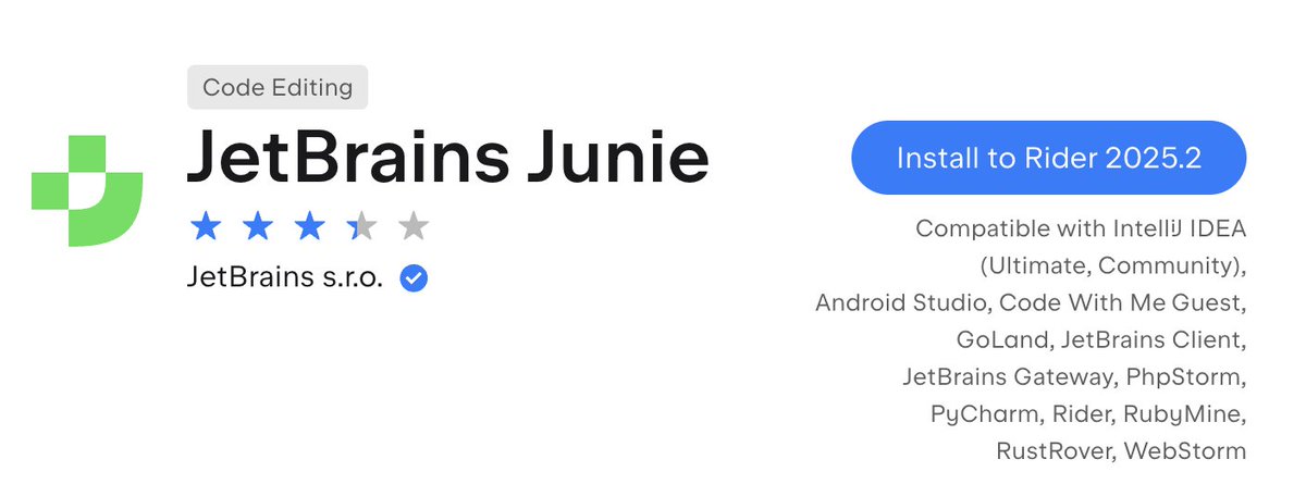 meet Junie coding agent in @JetBrains Rider!
(beta, IDE 2025.2 only)
