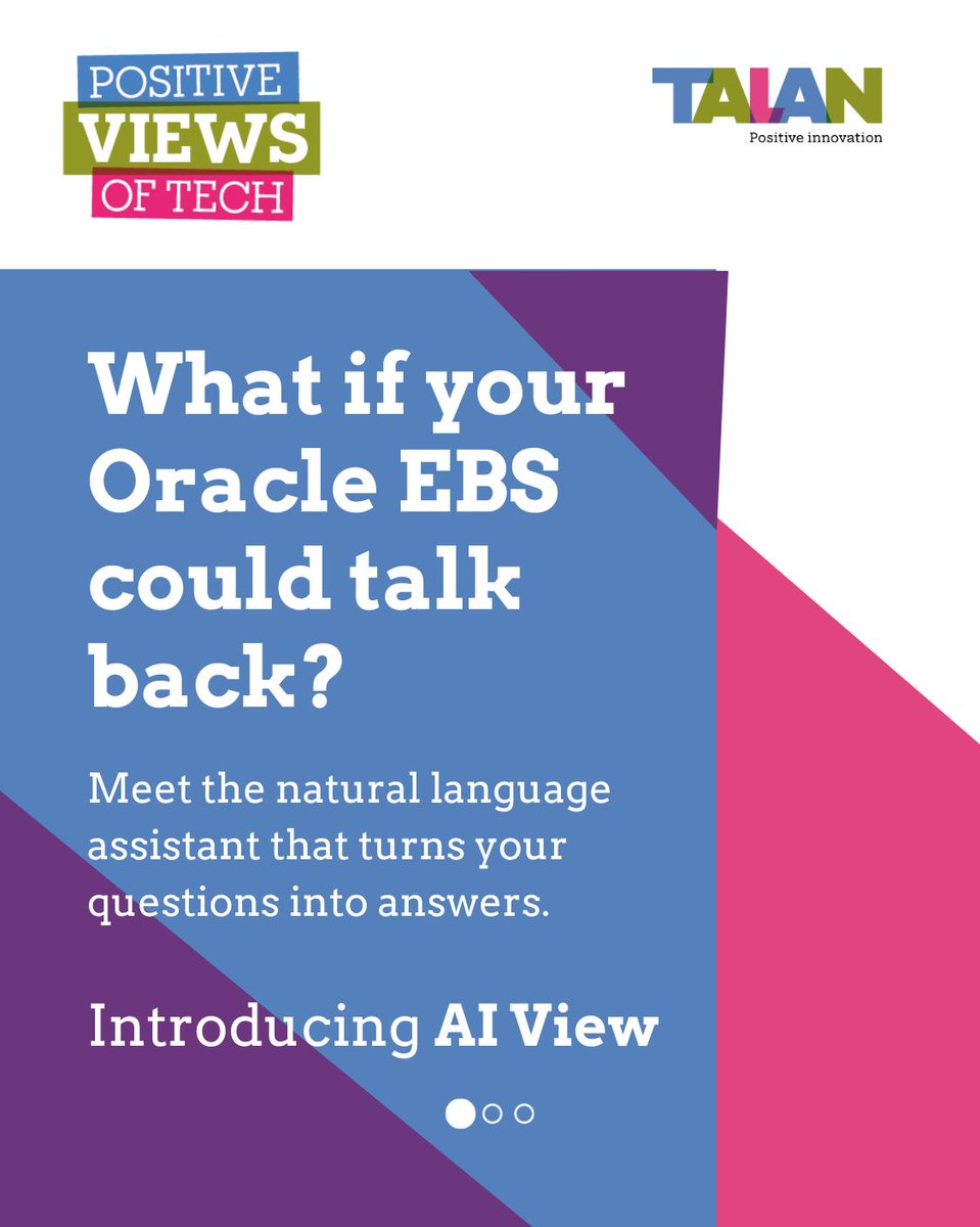 TalanOracleTech's tweet image. Talk to your Oracle EBS like never before.
Meet AI View—our new tool that turns plain questions into powerful answers, right from your EBS.
Learn more: talan.com/americas/en/or…
#orclapex #OracleEBS #AItools #GenAI #TalanTech